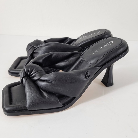 Circus by Sam Edelman Shoes - Sam Edelman Circus NY Black Square Toe Knot Heeled Mules Sandals Slip On Sz 6